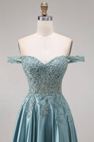 Load image into Gallery viewer, Agave A Line Corset Floral Appliqued Long Prom Dress