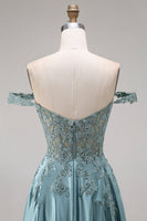 Load image into Gallery viewer, Agave A Line Corset Floral Appliqued Long Prom Dress