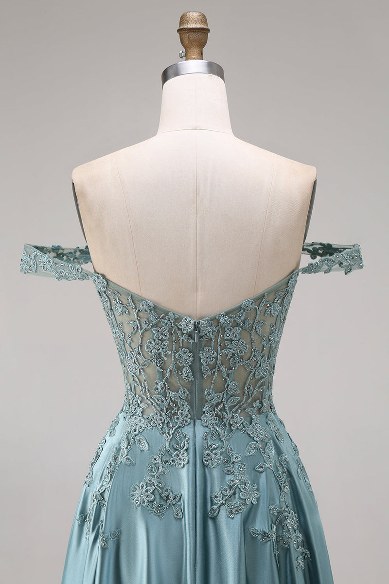 Load image into Gallery viewer, Agave A Line Corset Floral Appliqued Long Prom Dress