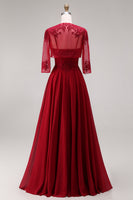 Load image into Gallery viewer, Steel Blue Appliqued A Line Long Floral Mother of the Bride Dress with Jacket