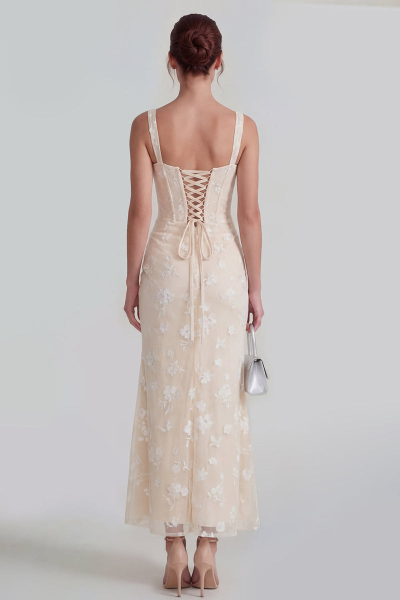 Load image into Gallery viewer, Pink Corset Mermaid Ruched Maxi Thick Straps Wedding Guest Dress