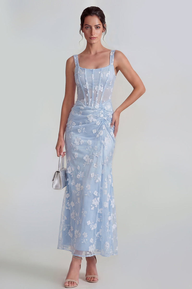 Load image into Gallery viewer, Pink Corset Mermaid Ruched Maxi Thick Straps Wedding Guest Dress