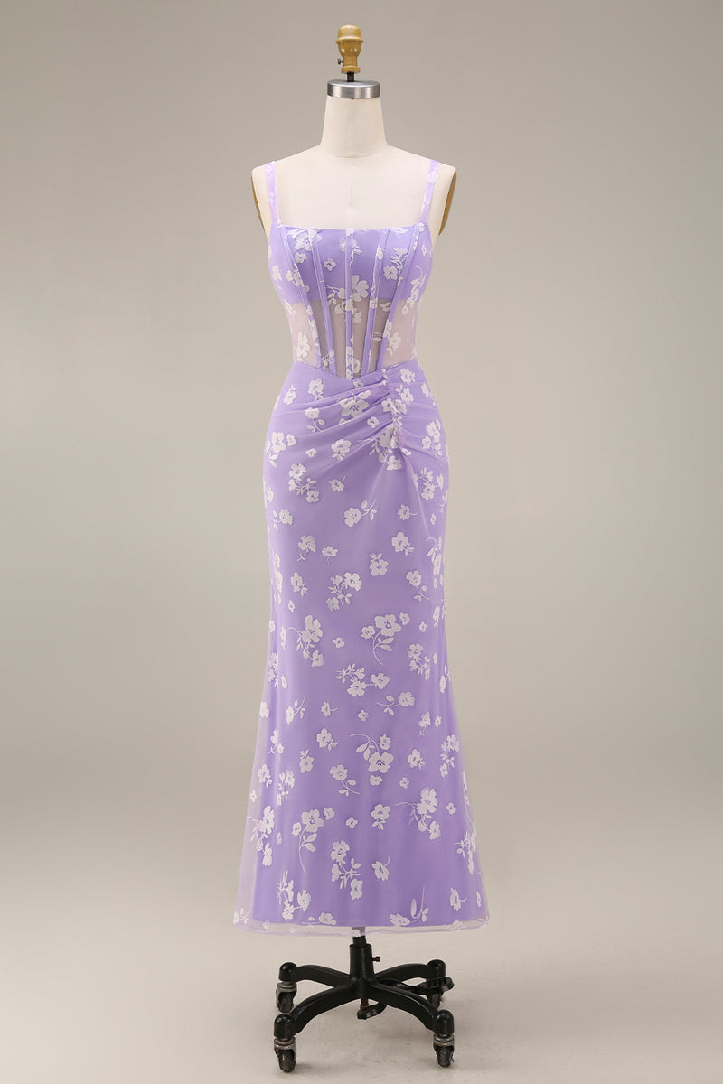 Load image into Gallery viewer, Pink Corset Mermaid Ruched Maxi Thick Straps Wedding Guest Dress