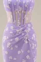 Load image into Gallery viewer, Pink Corset Mermaid Ruched Maxi Thick Straps Wedding Guest Dress