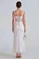 Load image into Gallery viewer, Pink Corset Mermaid Ruched Maxi Thick Straps Wedding Guest Dress