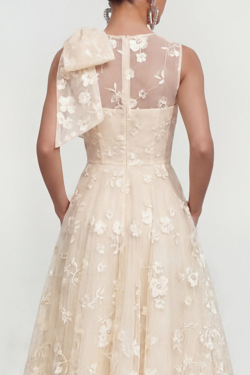 Load image into Gallery viewer, Lilac A Line Maxi Round Neck Wedding Guest Dress with Pockets