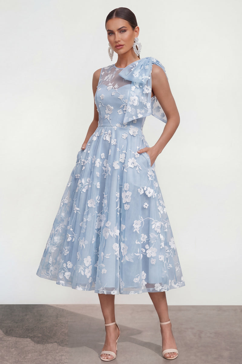 Load image into Gallery viewer, Lilac A Line Maxi Round Neck Wedding Guest Dress with Pockets