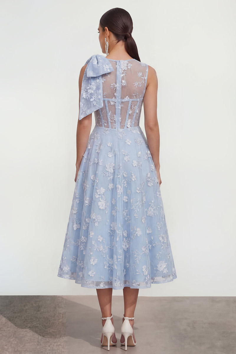 Load image into Gallery viewer, Lilac A Line Maxi Round Neck Wedding Guest Dress with Pockets