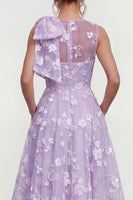 Load image into Gallery viewer, Lilac A Line Maxi Round Neck Wedding Guest Dress with Pockets