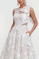 Load image into Gallery viewer, Lilac A Line Maxi Round Neck Wedding Guest Dress with Pockets