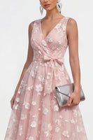 Load image into Gallery viewer, White A Line V-Neck Ruched Floral Maxi Wedding Guest Dress with Bow