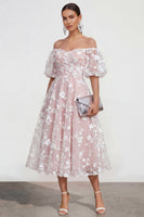 Load image into Gallery viewer, Puff Sleeves Blue Floral A Line Ruched Maxi Wedding Guest Dress