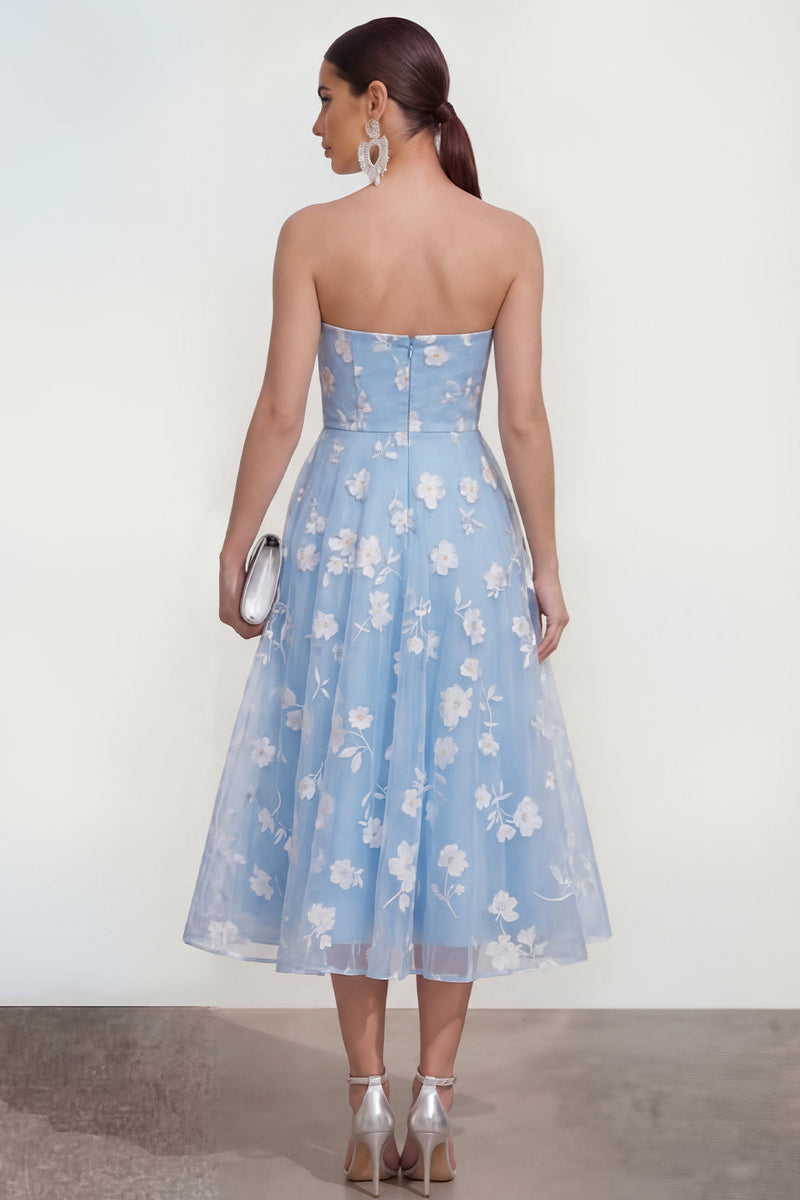 Load image into Gallery viewer, Strapless Corset Lilac Floral A Line Maxi Wedding Guest Dress