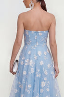 Load image into Gallery viewer, Strapless Corset Lilac Floral A Line Maxi Wedding Guest Dress