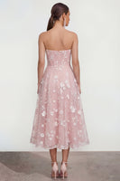Load image into Gallery viewer, Strapless Corset Lilac Floral A Line Maxi Wedding Guest Dress