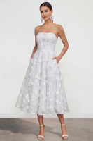 Load image into Gallery viewer, Strapless Corset Lilac Floral A Line Maxi Wedding Guest Dress