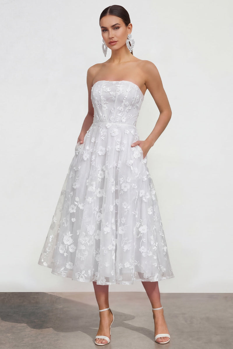 Load image into Gallery viewer, Strapless Corset Lilac Floral A Line Maxi Wedding Guest Dress