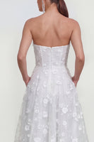 Load image into Gallery viewer, Strapless Corset Lilac Floral A Line Maxi Wedding Guest Dress