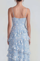 Load image into Gallery viewer, Floral Spaghetti Straps Pink A Line Maxi Wedding Guest Dress with Ruffles