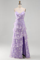 Load image into Gallery viewer, Floral Spaghetti Straps Pink A Line Maxi Wedding Guest Dress with Ruffles