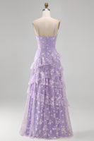 Load image into Gallery viewer, Floral Spaghetti Straps Pink A Line Maxi Wedding Guest Dress with Ruffles