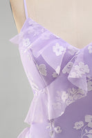 Load image into Gallery viewer, Floral Spaghetti Straps Pink A Line Maxi Wedding Guest Dress with Ruffles