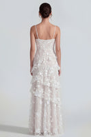 Load image into Gallery viewer, Floral Spaghetti Straps Pink A Line Maxi Wedding Guest Dress with Ruffles