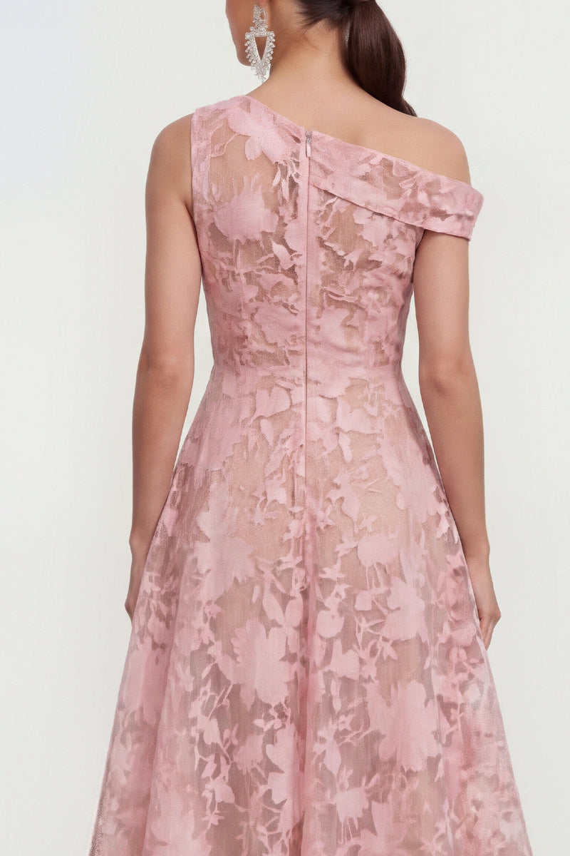 Load image into Gallery viewer, Floral White A Line One Shoulder Maxi Wedding Guest Dress