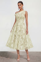 Load image into Gallery viewer, Floral White A Line One Shoulder Maxi Wedding Guest Dress