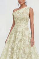 Load image into Gallery viewer, Floral White A Line One Shoulder Maxi Wedding Guest Dress