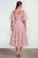 Load image into Gallery viewer, Yellow A Line Floral Puff Sleeves Ruched Maxi Wedding Guest Dress