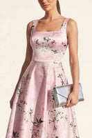 Load image into Gallery viewer, Blue A Line Floral Thick Straps Maxi Wedding Guest Dress