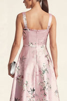 Load image into Gallery viewer, Blue A Line Floral Thick Straps Maxi Wedding Guest Dress