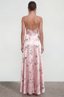 Load image into Gallery viewer, Blue Long Spaghetti Straps A Line Floral Wedding Guest Dress with Ruffles