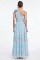 Load image into Gallery viewer, Ruched Maxi A Line Green Purple Flower Beach Wedding Guest Dress