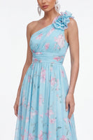 Load image into Gallery viewer, Ruched Maxi A Line Green Purple Flower Beach Wedding Guest Dress