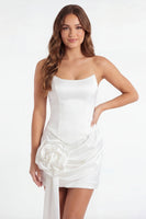 Load image into Gallery viewer, White Tight Short Strapless Corset Hen Do Dress with 3D Flower
