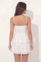 Load image into Gallery viewer, Floral A Line Lace Short White Hen Do Dress with Ruffles