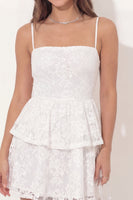 Load image into Gallery viewer, Floral A Line Lace Short White Hen Do Dress with Ruffles