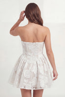 Load image into Gallery viewer, Strapless Corset Lace A Line Short Floral White Hen Do Dress