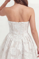 Load image into Gallery viewer, Strapless Corset Lace A Line Short Floral White Hen Do Dress