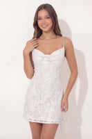 Load image into Gallery viewer, White Floral Beaded Spaghetti Straps Lace Tight Short Hen Do Dress