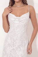 Load image into Gallery viewer, White Floral Beaded Spaghetti Straps Lace Tight Short Hen Do Dress