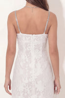 Load image into Gallery viewer, White Floral Beaded Spaghetti Straps Lace Tight Short Hen Do Dress