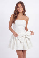 Load image into Gallery viewer, White Strapless Corset Floral A Line Short Hen Do Dress with Bow