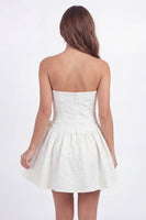 Load image into Gallery viewer, White Strapless Corset Floral A Line Short Hen Do Dress with Bow