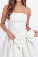 Load image into Gallery viewer, White Strapless Corset Floral A Line Short Hen Do Dress with Bow