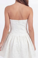 Load image into Gallery viewer, White Strapless Corset Floral A Line Short Hen Do Dress with Bow