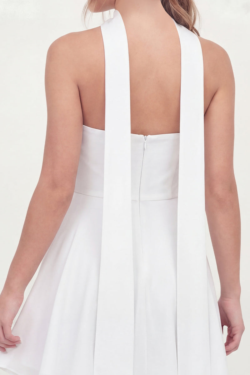 Load image into Gallery viewer, Neck Scarf Corset A Line White Strapless Short Hen Do Dress