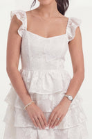 Load image into Gallery viewer, Floral White Short Lace Corset A Line Hen Do Dress with Ruffles